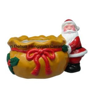 Ceramic Santa Claus Nestled Close Christmas Decoration
