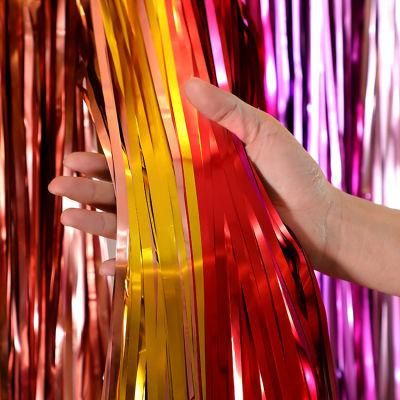 1*3m Tinsel Foil Curtain Backdrop Fringe Shiny Shimmer Party Wall Photo Decoration