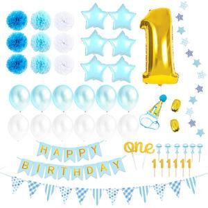 1st Year Old Paper String Banner Boys Birthday Party Decorations