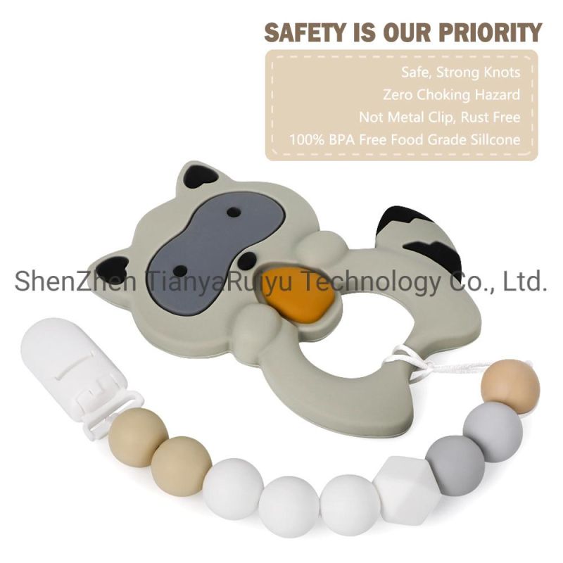 Wholesale BPA Free Chewable Food Grade Silicone Dummy Nipple Holder Clip Silicone Baby Pacifier Chain