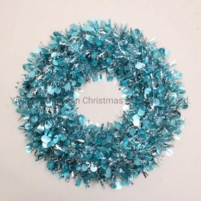 Christmas Pet Tinsel Garland Wreath for Holiday Wedding Party Decoration Supplies Hook Ornament Craft Gifts
