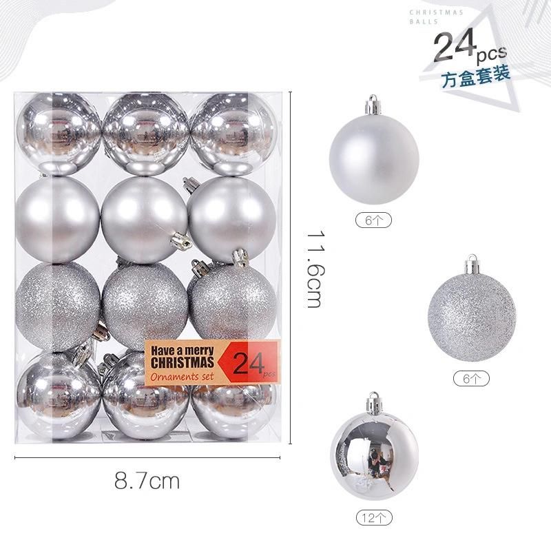 Christmas New Electroplating Plastic Ball 3cm Christmas Tree Pendant Christmas Ball Champagne Ornaments Set