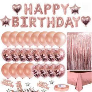 Amazon Hot Sale Rose Gold Tablecloth Party Carnival Decoration Set