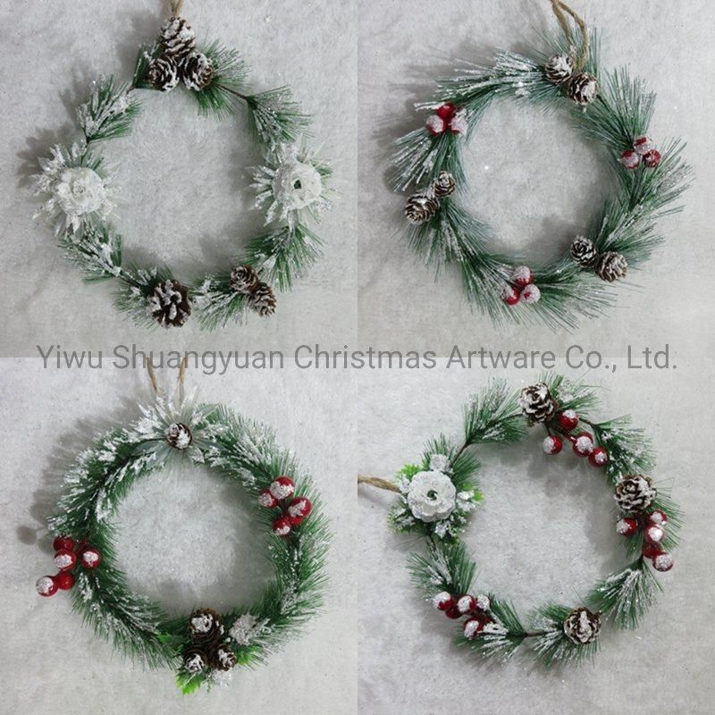 Christmas Hanging Wreath with Santa for Holiday Wedding Party Decoration Supplies Hook Ornament Craft Gifts