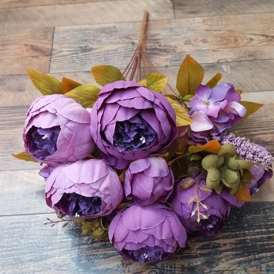 Hot Sale Artificial Peony Silk Flowers Bouquet Glorious Moral for Home Office Parties and Wedding