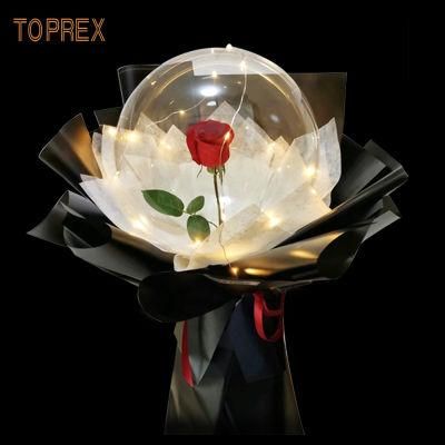 Decoration Lights Globos Gift Artificial Flowers Rose Bobo Balloons with LED Light