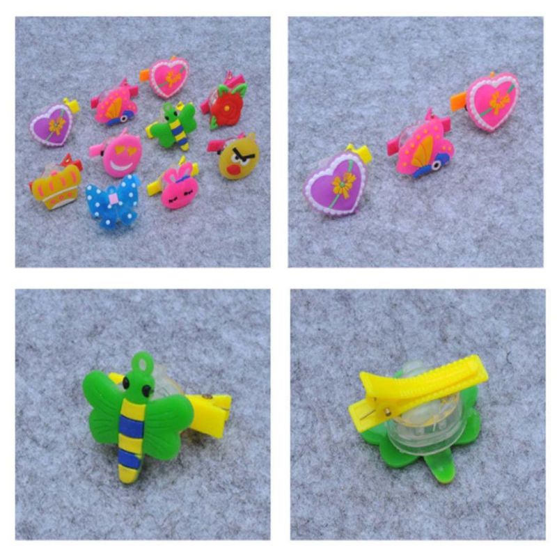 Cartoon Glowing Hair Clip Soft Flash Tail Hairpin Light