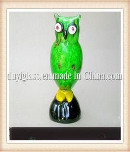 Animal Green Owl Blow Glass Craft for Display