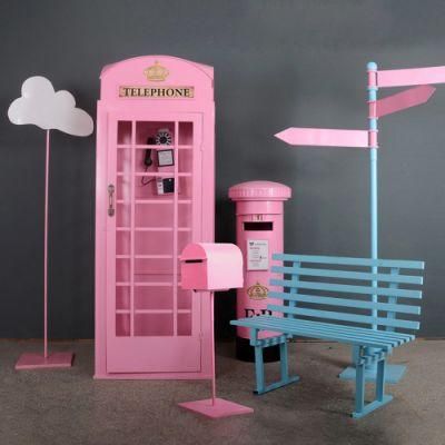 Europe Style London Pink Telephone Booth / Red Phone Booth Decoration for Wedding Decor