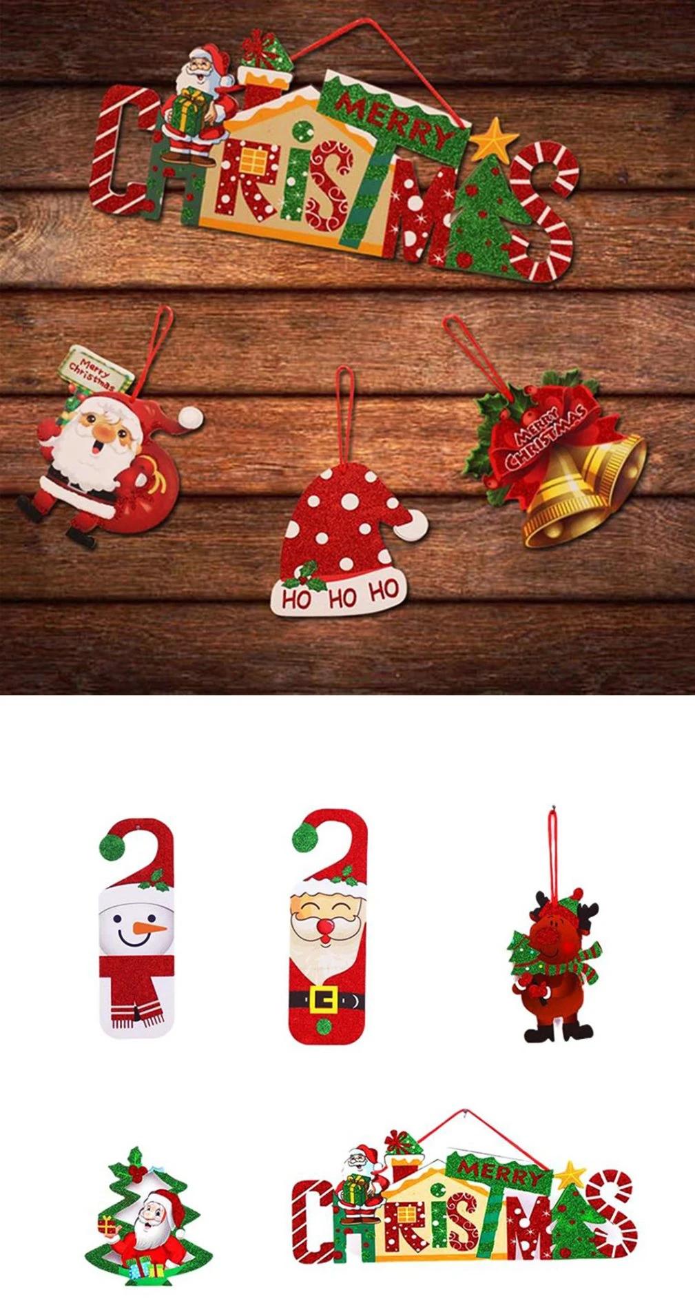 Christmas Decoration Supplies Door Handle Hanging Santa Snowman Pattern Pendant Christmas Products