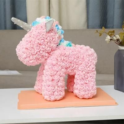 Acrylic Gift Box for Valentine&prime;s Day Gift Rose Bear Rose Unicorn