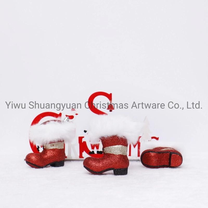 New Design Christmas Santa Shoes Boots for Holiday Wedding Party Decoration Supplies Hook Ornament Craft Gifts