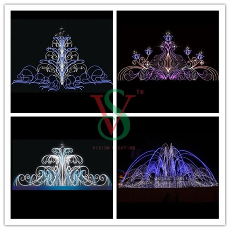 3D Outdoor Christmas Decorations Sculpture LED Rope Fountain Motif Light