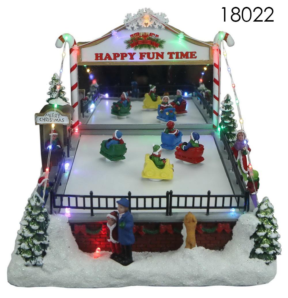 Lighthouse Christmas Village Christmas Village Figurines Christmas Ballet Theatre with LED Lights Rotation