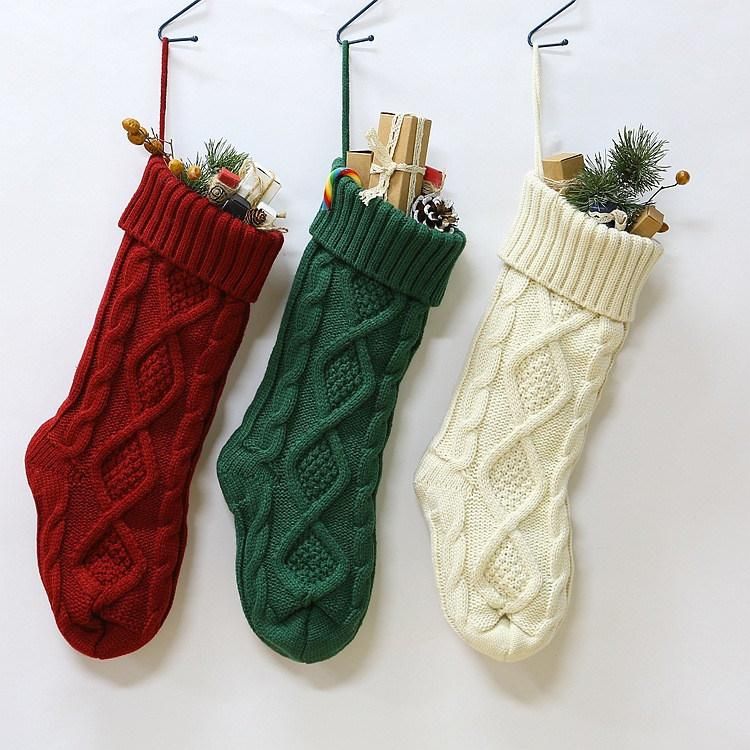 Large Size Knitted Socks for Christmas Gift Home Decoration Candy Bag Christmas Socks