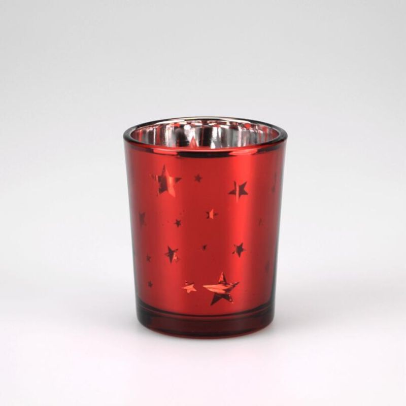 Factory Price Red Mercury Glass Candle Holders Electoplate Tealight Candle