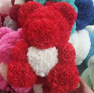 Valentine&prime;s Day Hot Sale Custom Handmade Teddy Bear Rose Flower