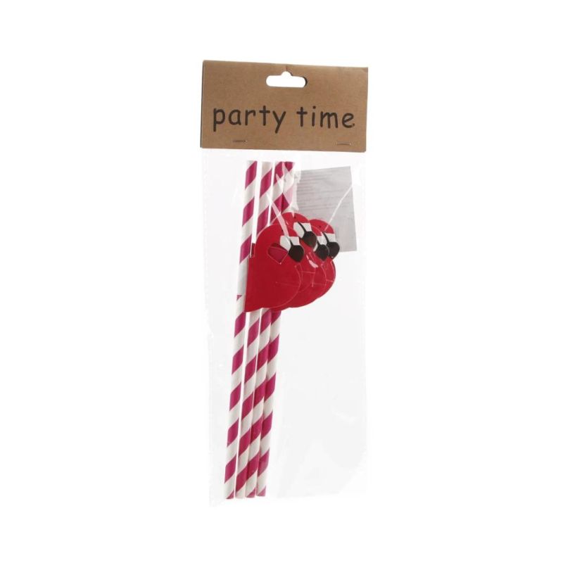 Food Grade Biodegradable Party Bear Disposable Colorful Strip Printing Paper Drinking Straw