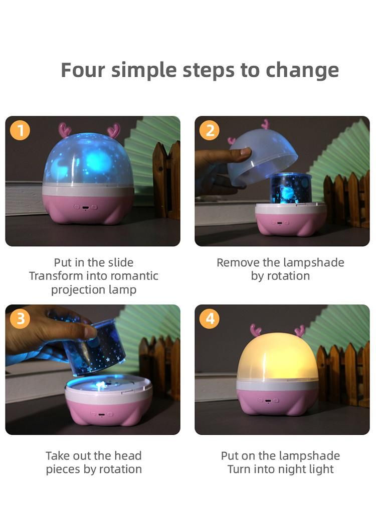 Beautiful 6kinds Projection Tricolor LED Night Light Room Background Decoration Children Craft for Christmas / Birthday