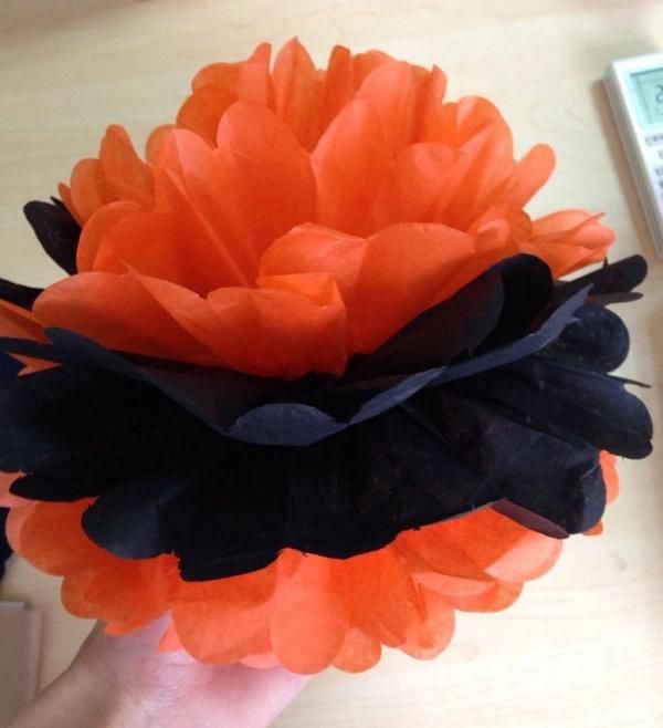 White Black Halloween Decorations Paper POM Poms Lanterns