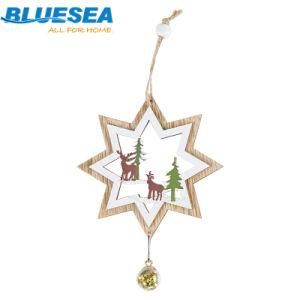 Wooden Pendant Christmas Tree Snowman Elk Small Bell Xmas