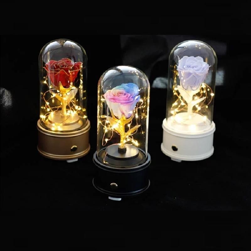 Rose Box Music Glass Cover Bluetooth Stereo Valentine′s Day Gift