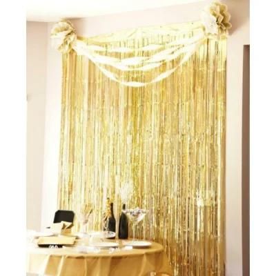 Party Decoration Background Metallic Gold Foil Fringe Curtain