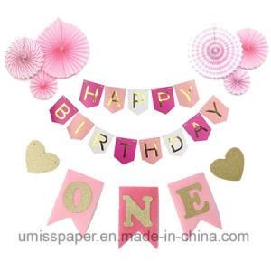 Umiss Paper Fans for Baby Girl 1st Birthday Decorations Kit