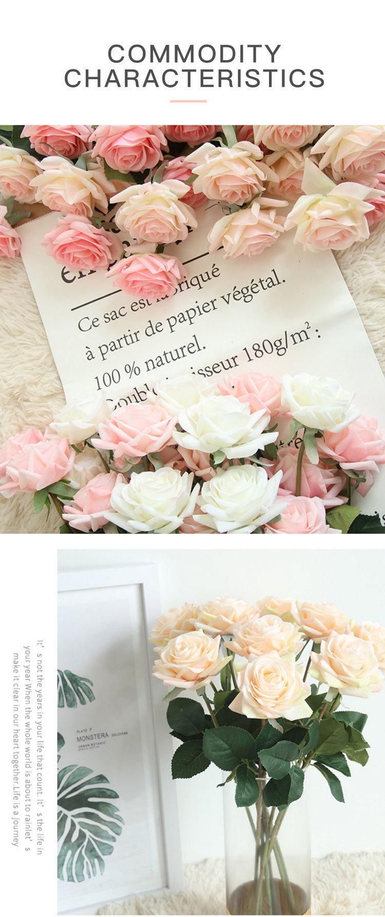 Artificial Silk Rose Flower Bouquet Wedding Party Home Decor, Pack of 10-Gradient Burgundy