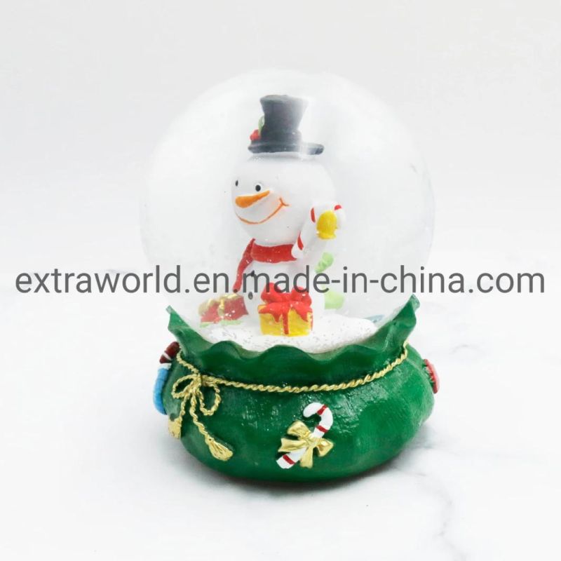 65mm Resin Craft Snowman Snow Globe for Home Decoration