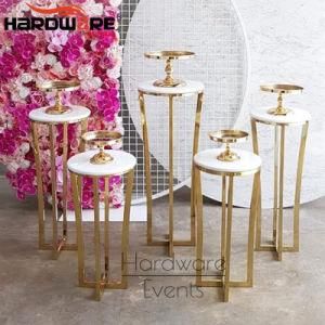 Marble Top Gold Stainless Steel Base Flower Stand for Party Used