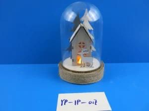 1509 Glass Cover LED Light Wooden House Crafts