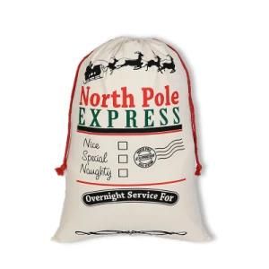 Wholesale Giant European Personalized Fabric Canvas Santa Sack, 100 % Natural Cotton Christmas Gift Bag