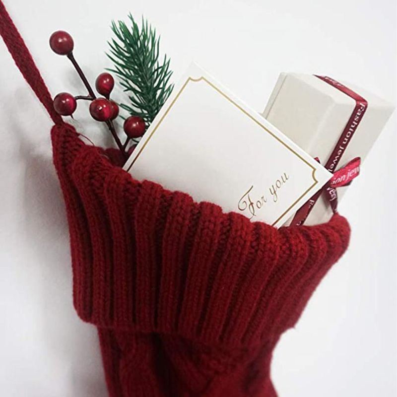 46cm Knitted Wool Home Wall Decoration Candy Bag Socks Diamond Gift Bag Socks Hanging Christmas Socks