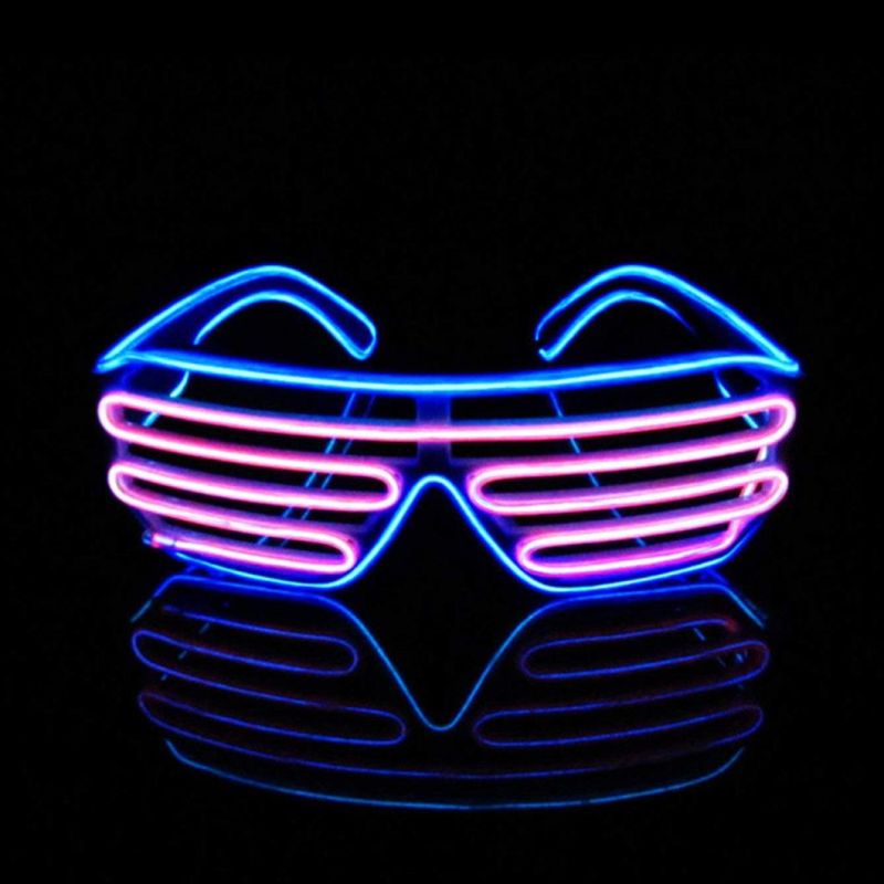 LED Shutter EL Wire Neon Rave Glasses Flashing LED Sunglasses