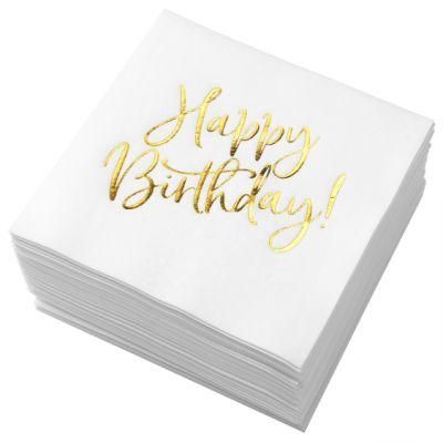 Lekoch Customize Hot Stamp Disposables Airlaid Dinner Birthday Paper Napkins