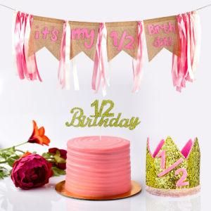 Children&prime;s Half-Year Birthday Streamer Crown Party Decoration Props