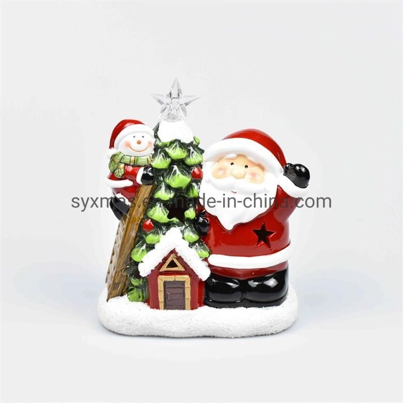 Wholesale Ceramic Ornaments with Christmas Tree and Santa Claus