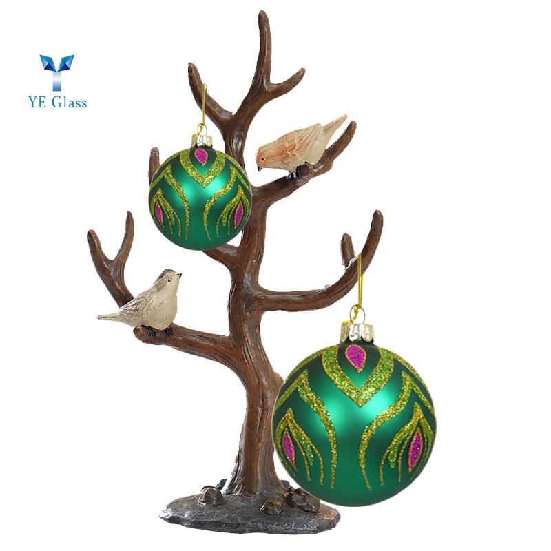 Customized Green Exquisite Decorative Pattern Christmas Ball for Decoration