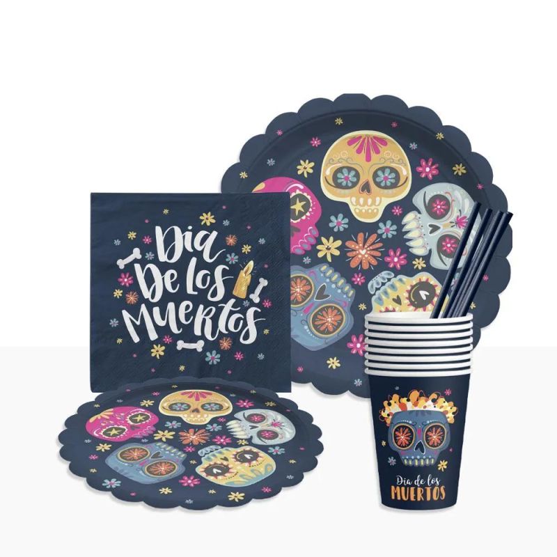 Halloween Party Disposable Tableware Set Halloween Paper Plates, Napkins Se