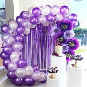 Purple Silk Curtain Balloon Chain Wedding Birthday Graduation Party Background