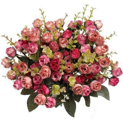 Diamond Rose Bunch 21 Heads Arrangement Silk Artificial Roses Flowers Bouquet for Wedding Decoration