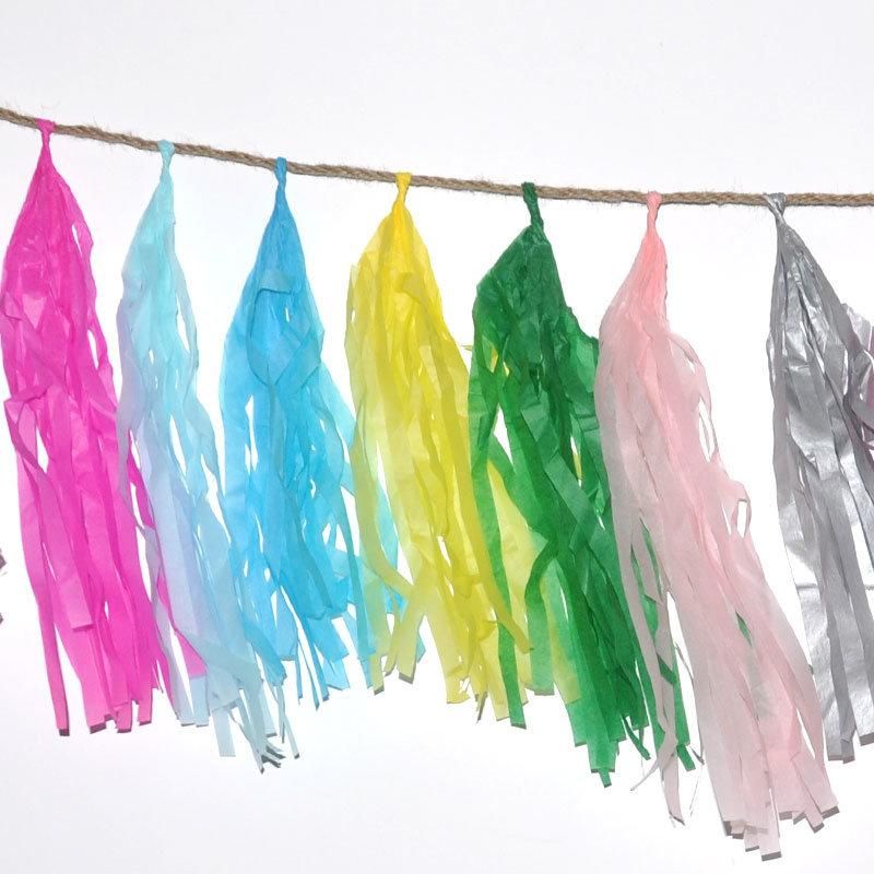 Colorful Tissue Tassel Garland for Party or Wedding Decoration