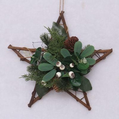 Artificial Green Leaf Door Wreath for Christmas Hanging Wall Decoration