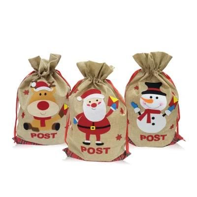 Wholesale Personalized Drawstring Santa Bag Monogrammed Canvas Christmas Blank Santa Sack