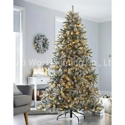 Full Bodied Snow Flocked Christmas Tree with Chasing Warm LED Lights 5 FT 1.5 M