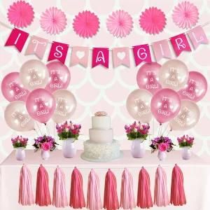 Umiss Paper Fans for Girl Baby Shower Decorations Set Party Decoration