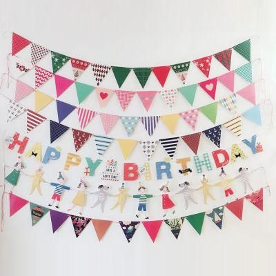 Outdoor Wedding Letter Decoration Bunting Paper Tassel Banner Flags
