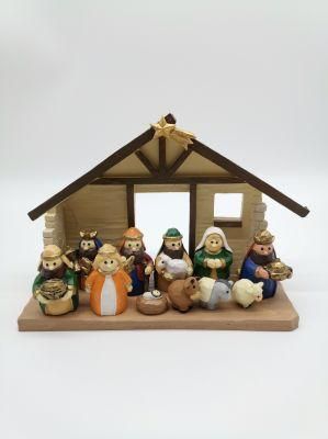 Medium Size Kids Christmas Nativity Scene with Creche, Set of 12 Figures