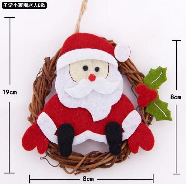 Christmas Ornament Santa Claus Snowman Rattan Hoop Pendant